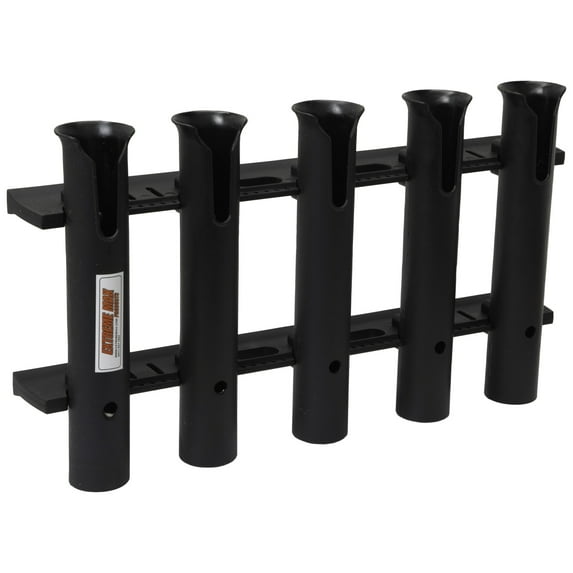 Extreme Max 3005.5638 Wall-Mount Poly Fishing Rod Holder - 5-Rod, Black