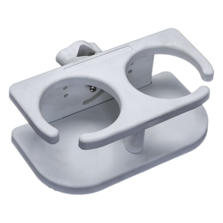 Extreme Max 3005.5687 Adjustable 2-Drink Mug Cup & Can Holder for Horizontal and Vertical Round Pontoon Rails - White