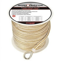 Extreme Max 3006.2347 BoatTector Premium Double Braid Nylon Anchor Line with Thimble - 3/8" x 600', White & Gold