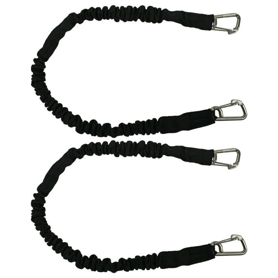 Extreme Max 3006.2373 BoatTector High-Strength Line Snubber & Storage Bungee, Value 2-Pack - 24" with Compact Hooks, Black