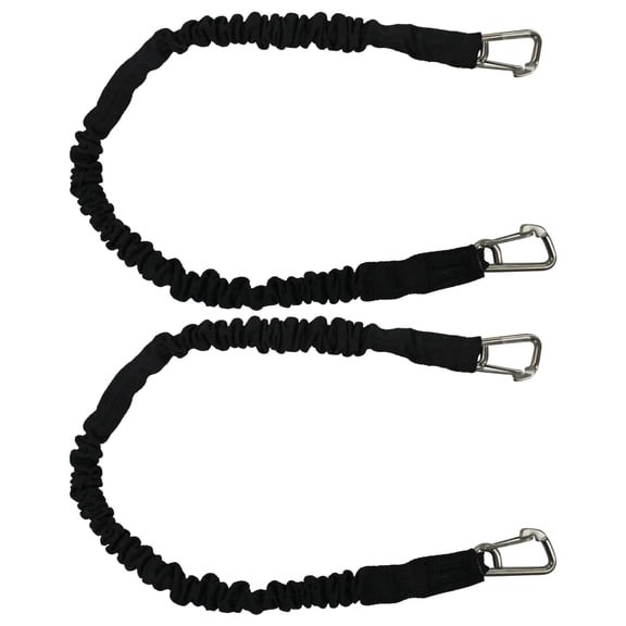 Extreme Max 3006.2373 BoatTector High-Strength Line Snubber & Storage Bungee, Value 2-Pack - 24" with Compact Hooks, Black