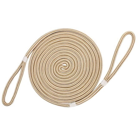 Extreme Max 3006.2382 BoatTector Premium Double Looped Nylon Dock Line for Mooring Buoys - 5/8" x 35', White & Gold