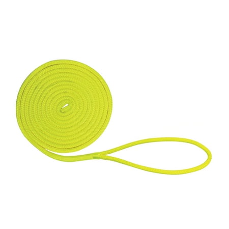 Extreme Max 3006.2451 BoatTector Double Braid Nylon Dock Line - 1/2" x 15', Neon Yellow