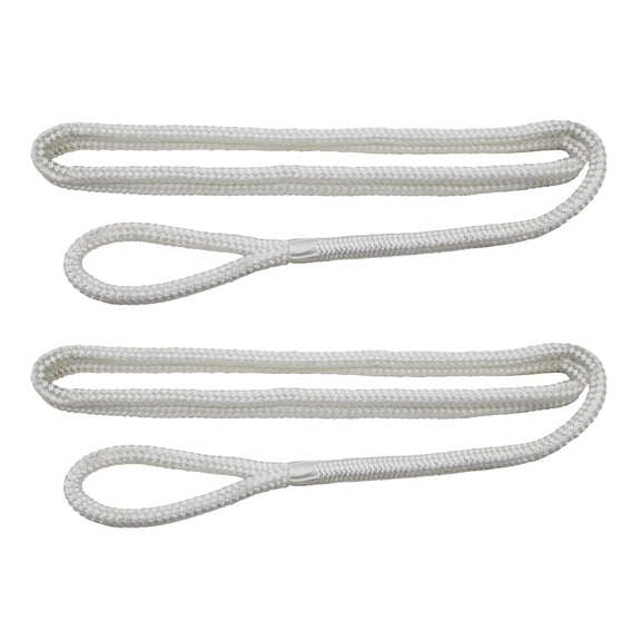 Extreme Max 3006.2591 BoatTector 3/8" x 6' Premium Double Braid Nylon Fender Line - Pair, White