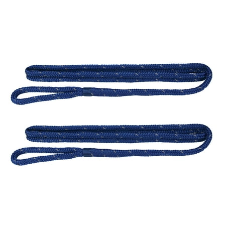 Extreme Max 3006.2606 BoatTector 3/8" x 6' Premium Double Braid Nylon Fender Line - Pair, Blue with Reflective Tracer