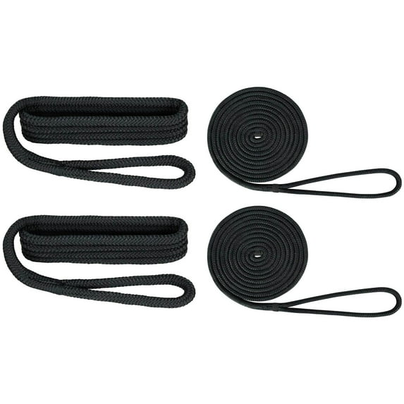 Extreme Max 3006.2693 BoatTector Premium Double Braid Nylon Dockside Rope Value Pack - 1/2", Black