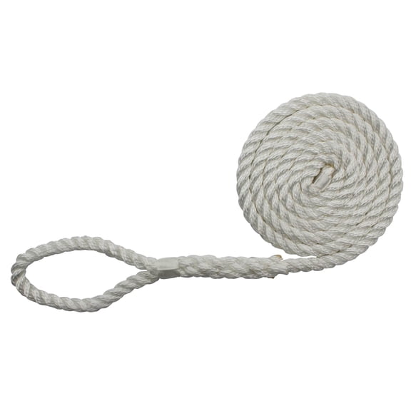 Extreme Max 3006.2804 BoatTector Twisted Nylon Fender Line Value 2-Pack - 3/8" x 6' White