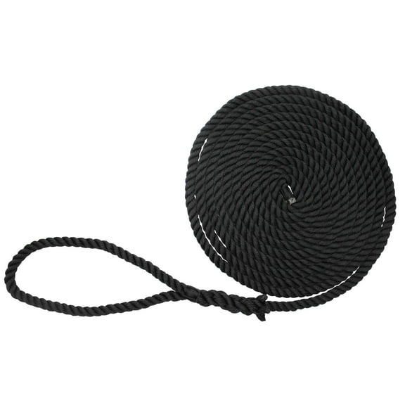 Extreme Max 3006.2858 BoatTector Twisted Nylon Dock Line - 1/2" x 25', Black