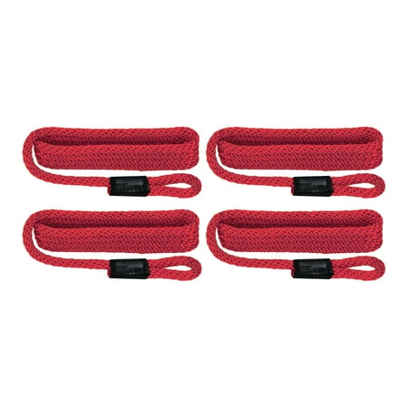 Extreme Max 3006.2989 BoatTector Solid Braid MFP Dock Line Value 4-Pack - 3/8" x 15', Red