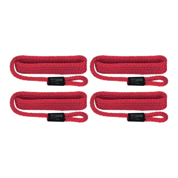 Extreme Max 3006.2989 BoatTector Solid Braid MFP Dock Line Value 4-Pack - 3/8" x 15', Red