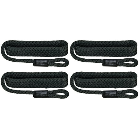 Extreme Max 3006.3363 BoatTector Solid Braid MFP Fender Line Value 4-Pack - 3/8" x 5', Black