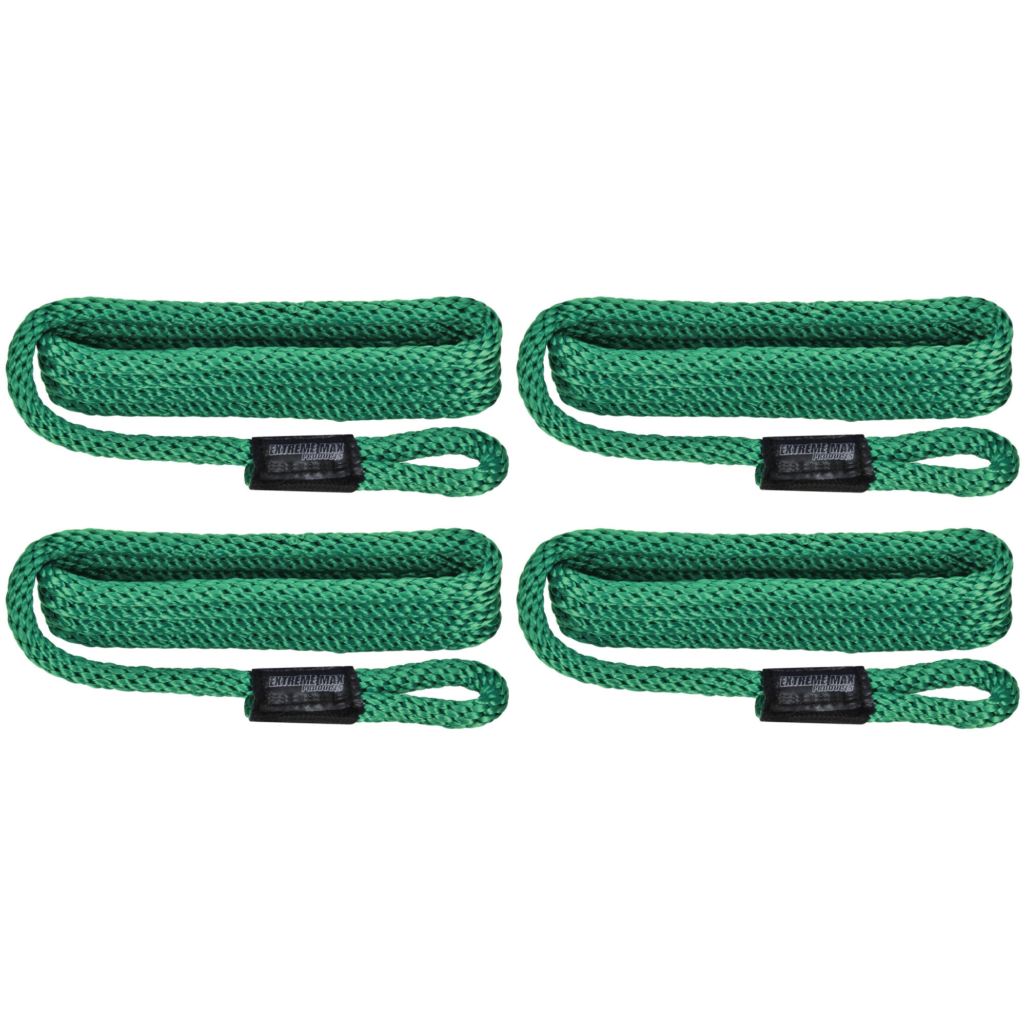 Extreme Max 3006.3372 BoatTector Solid Braid MFP Fender Line Value 4-Pack - 3/8" x 5', Forest Green