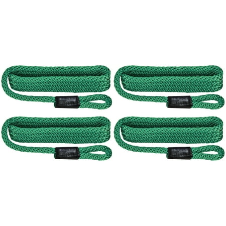Extreme Max 3006.3372 BoatTector Solid Braid MFP Fender Line Value 4-Pack - 3/8" x 5', Forest Green