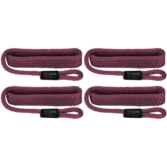 Extreme Max 3006.3375 BoatTector Solid Braid MFP Fender Line Value 4-Pack - 3/8" x 5', Burgundy