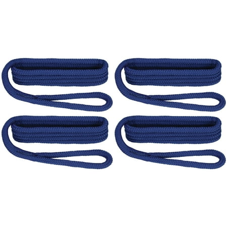 Extreme Max 3006.3386 BoatTector Premium Double Braid Nylon Fender Line Value 4-Pack - 3/8" x 6', Royal Blue