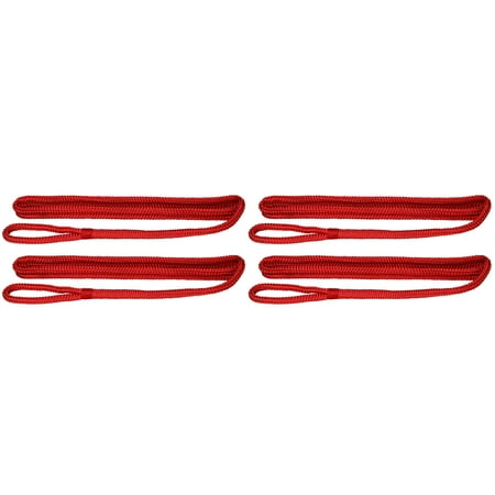 Extreme Max 3006.3395 BoatTector Premium Double Braid Nylon Fender Line Value 4-Pack - 3/8" x 6', Red