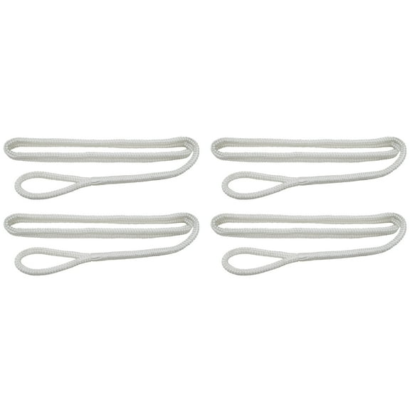 Extreme Max 3006.3398 BoatTector Premium Double Braid Nylon Fender Line Value 4-Pack - 3/8" x 6', White