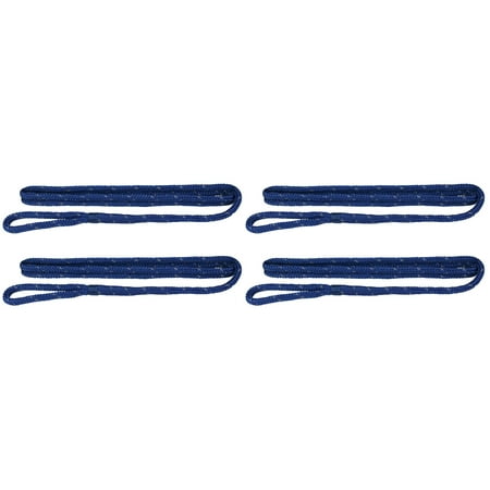 Extreme Max 3006.3415 BoatTector Premium Double Braid Nylon Fender Line Value 4-Pack - 3/8" x 6', Blue with Reflective Tracer