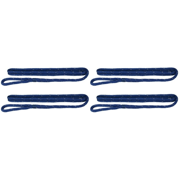 Extreme Max 3006.3415 BoatTector Premium Double Braid Nylon Fender Line Value 4-Pack - 3/8" x 6', Blue with Reflective Tracer