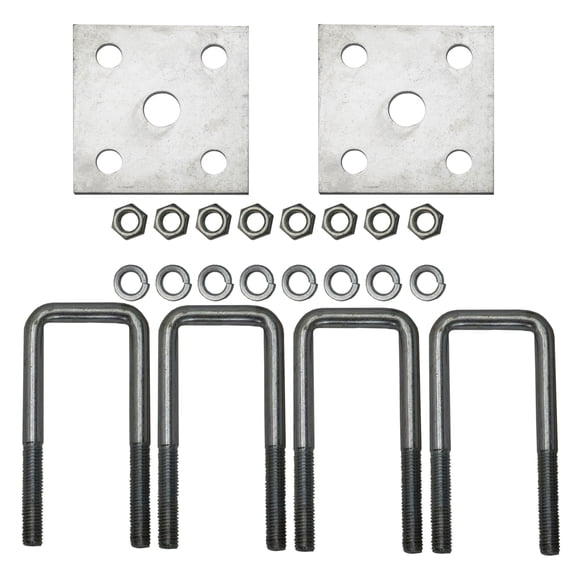 Extreme Max 3006.7055 Single Axle Galvanized U-Bolt Kit for Mounting Boat Trailer Leaf Springs for 2" x 2" Axle - 4-13/16" Long