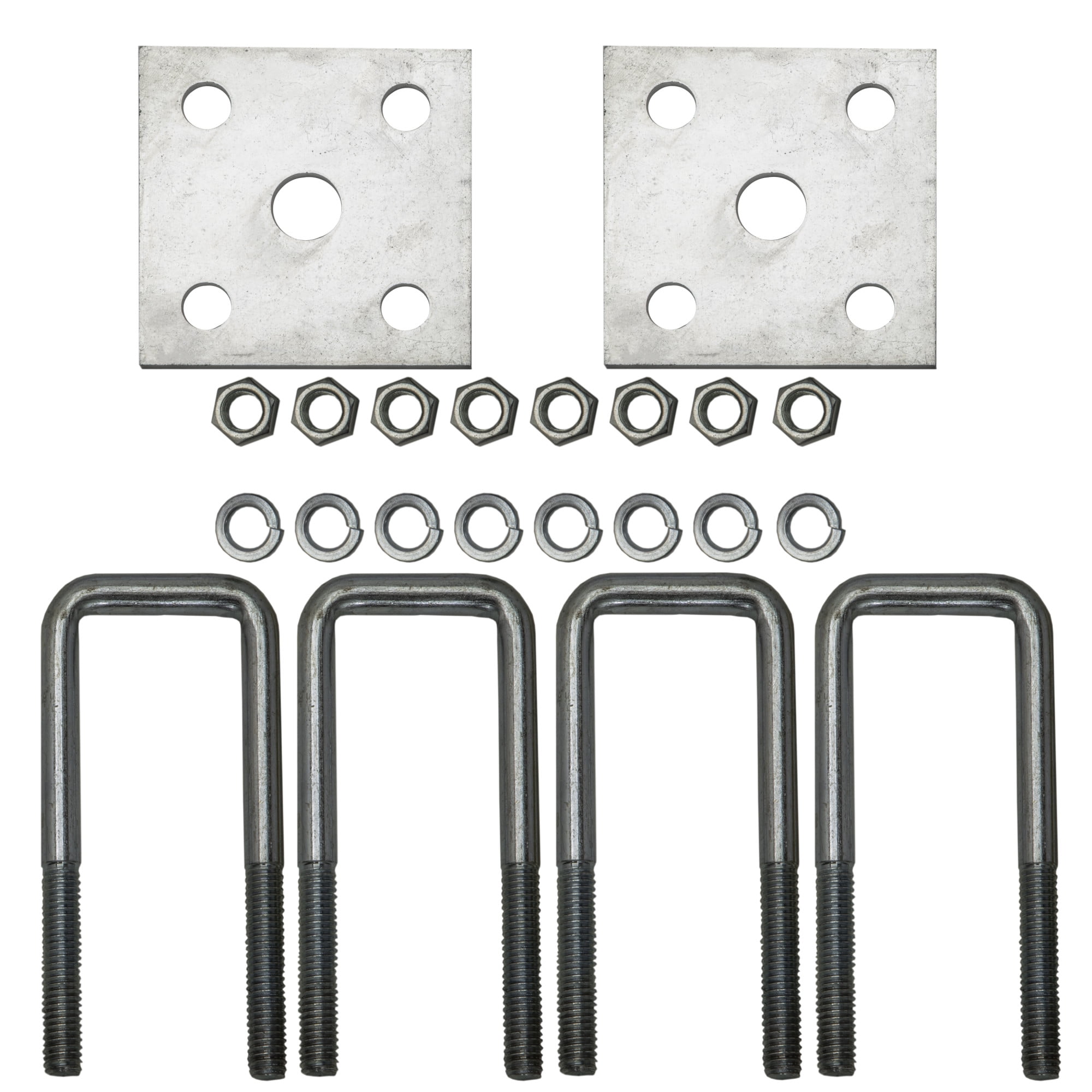 Extreme Max 3006.7058 Single Axle Galvanized U-Bolt Kit for Mounting Boat Trailer Leaf Springs for 2" x 2" Axle - 5-1/4" Long