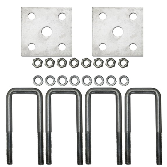 Extreme Max 3006.7058 Single Axle Galvanized U-Bolt Kit for Mounting Boat Trailer Leaf Springs for 2" x 2" Axle - 5-1/4" Long