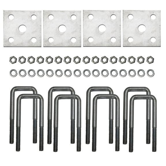 Extreme Max 3006.7098 Tandem Axle Galvanized U-Bolt Kit for Mounting Boat Trailer Leaf Springs for 2" x 2" Axle - 5-1/4" Long