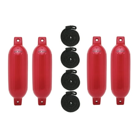 Extreme Max 3006.7498 BoatTector Inflatable Fender Value 4-Pack - 6.5" x 22", Bright Red