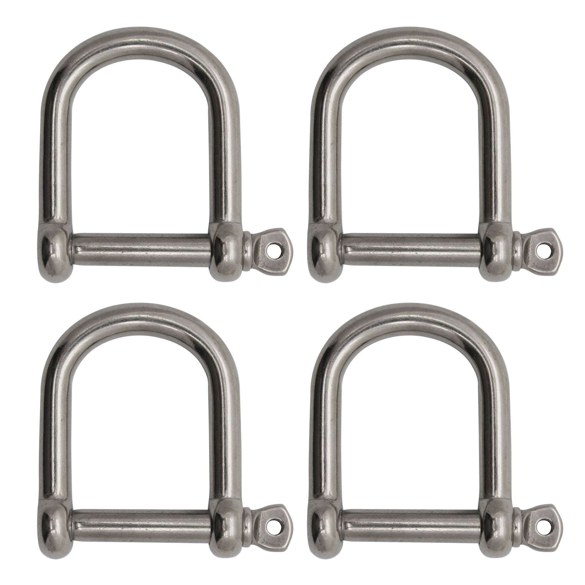 Extreme Max 3006.8225.4 BoatTector Stainless Steel Wide D Shackle - 1/4", 4-Pack