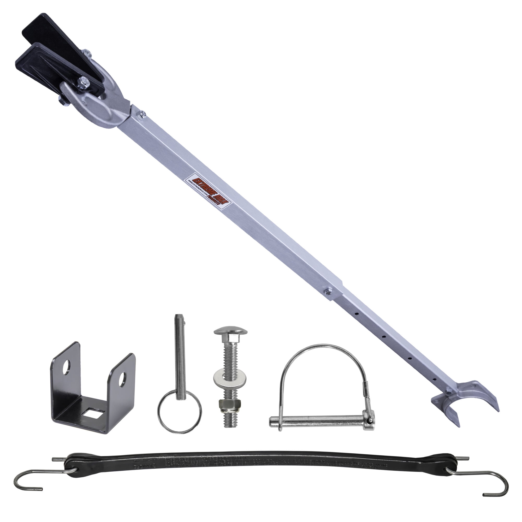 Extreme Max 3006.8855 Adjustable Transom Saver with Rubber V-Block and Stabilizer Strap for Rail Mount or Roller Mount - 25" to 36"