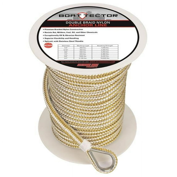 Extreme Max 30062246 BoatTector Double Braid Nylon Anchor Line with Thimble - 3