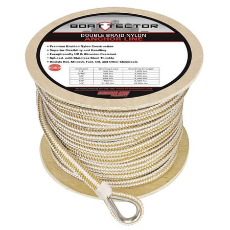 Extreme Max 30062264 BoatTector Double Braid Nylon Anchor Line with Thimble - 1
