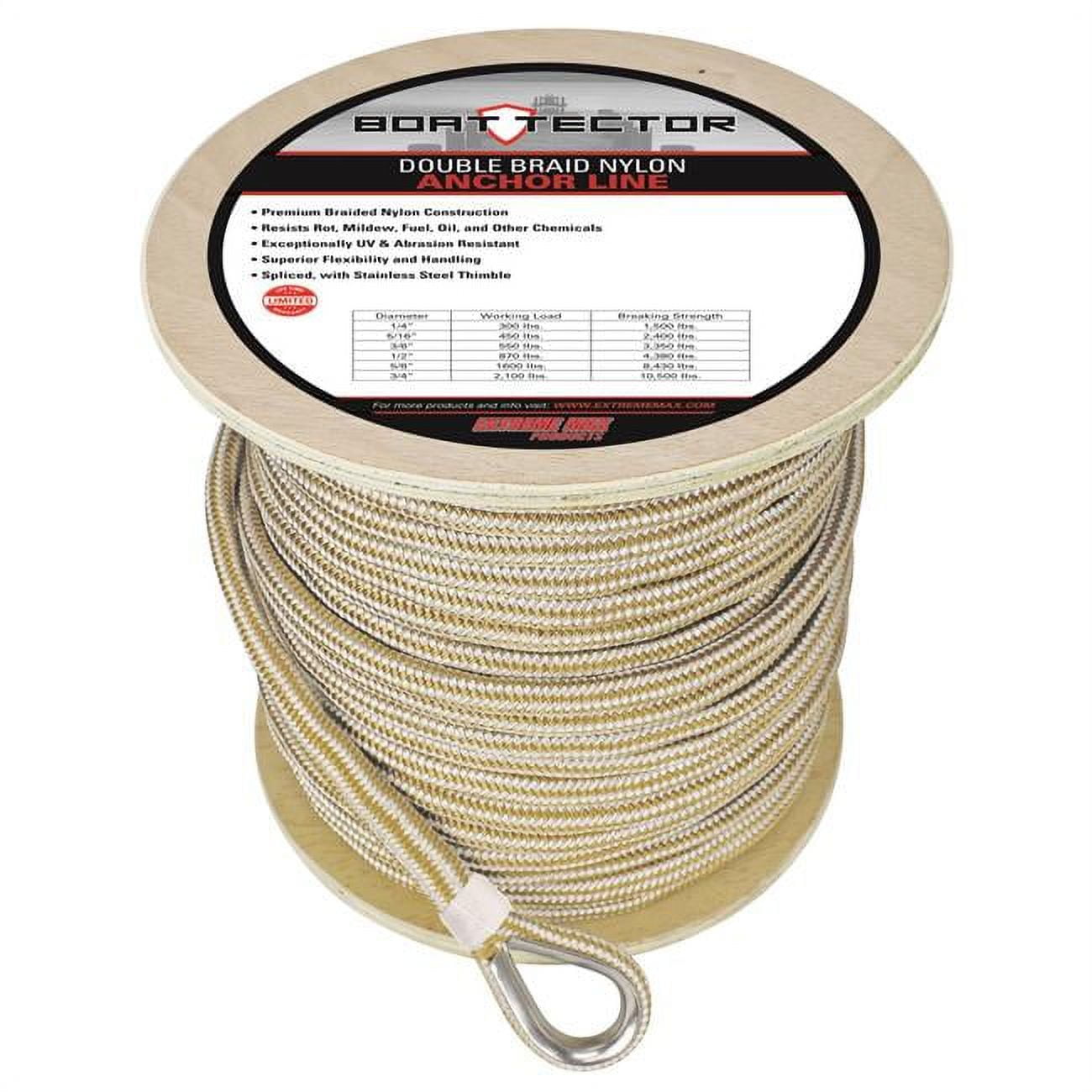 Extreme Max 30062279 BoatTector Double Braid Nylon Anchor Line with Thimble - 5