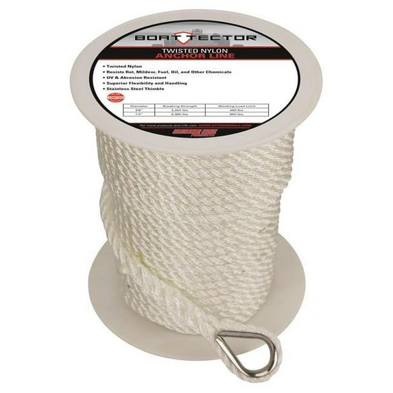 Extreme Max 30062294 BoatTector Twisted Nylon Anchor Line with Thimble - 3/8 x