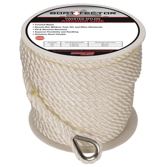 Extreme Max 30062306 BoatTector Twisted Nylon Anchor Line with Thimble - 1/2 x