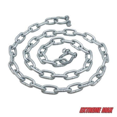 Extreme Max 3/16" x 4',Galvanized Steel Anchor Lead Chain