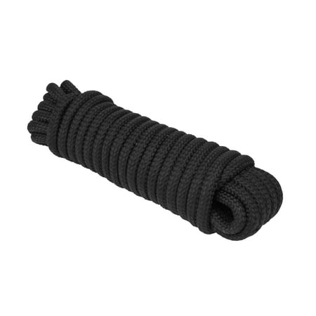 Extreme Max 3008.0313 16-Strand Diamond Braid Utility Rope - 3/8" x 50', Black