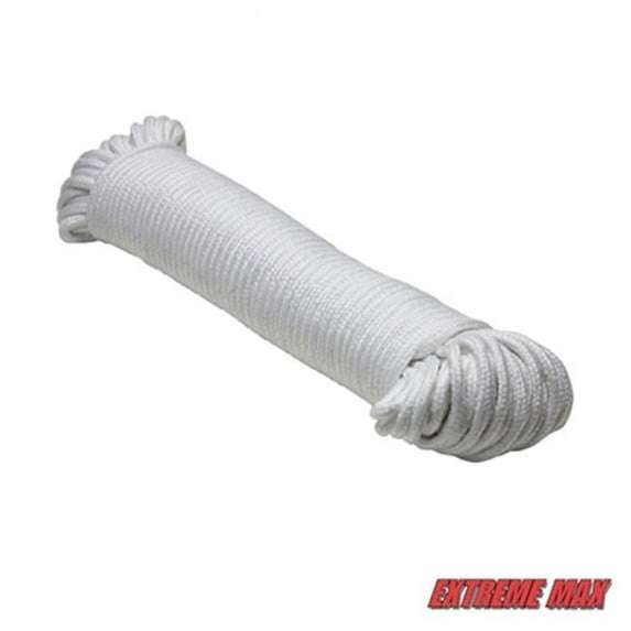 Extreme Max 3008.0448 Braided Cotton/Polyester Clothesline - 7/32" x 200', White