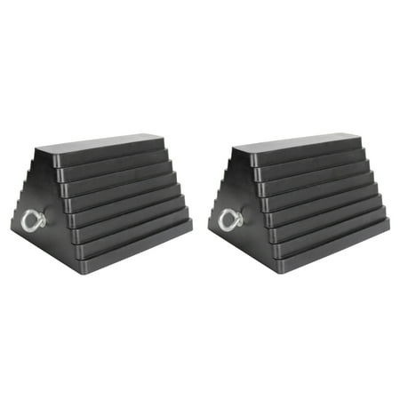 Extreme Max 5001.5775.2 Heavy-Duty Rubber Wheel Chock with Eyebolt - Value 2-Pack