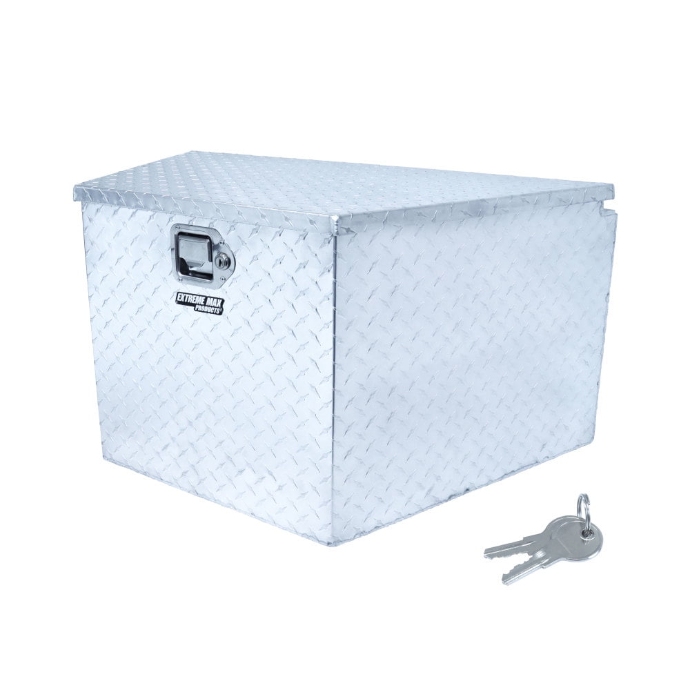 Extreme Max 5001.6097 Aluminum Diamond Plate Trailer Tongue Locking Storage Box for Utility and Sport Trailers