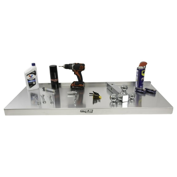 Extreme Max 5001.6555 Wall-Mount Aluminum Fold-Down Removable Workstation for Race Trailer, Garage, Shop, Enclosed Trailer, Toy Hauler - 46" x 18", Silver
