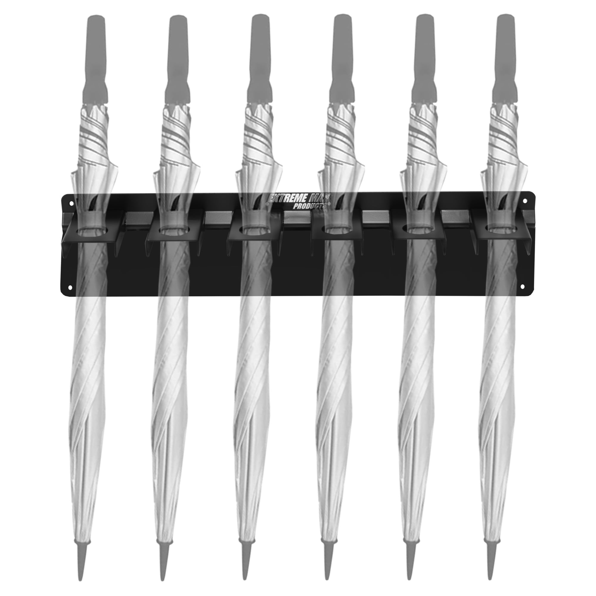 Extreme Max 5001.6724 Wall-Mount Aluminum 6-Mount Umbrella Holder for Enclosed Trailer, Garage, Shop - Black