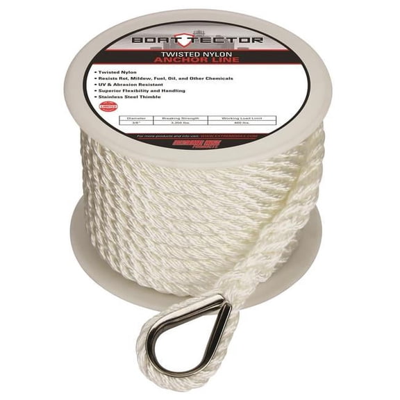 Extreme Max BoatTector Twisted Nylon Anchor Line with Thimble