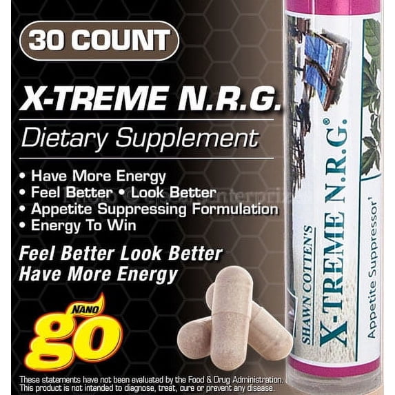 Extreme NRG - 30 Capsules - Energy Diet WEIGHT LOSS Pill X-Treme N.R.G. Appetite Suppressant Burns Fat - By Nano-Go