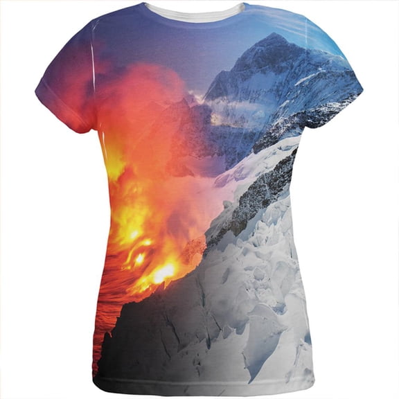Extreme Nature Adventures Fire And Ice All Over Womens T Shirt Multi LG