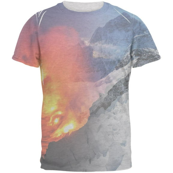 Extreme Nature Adventures Fire And Ice Mens T Shirt Heather White MD