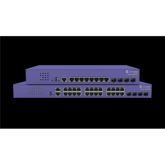 Extreme Networks X435-8P-2T-W 8 Port 10-100-1000Base-T Half Duplex Support PoE Plus 2 1G Base-T Uplinks XOS Value Edge License Switch