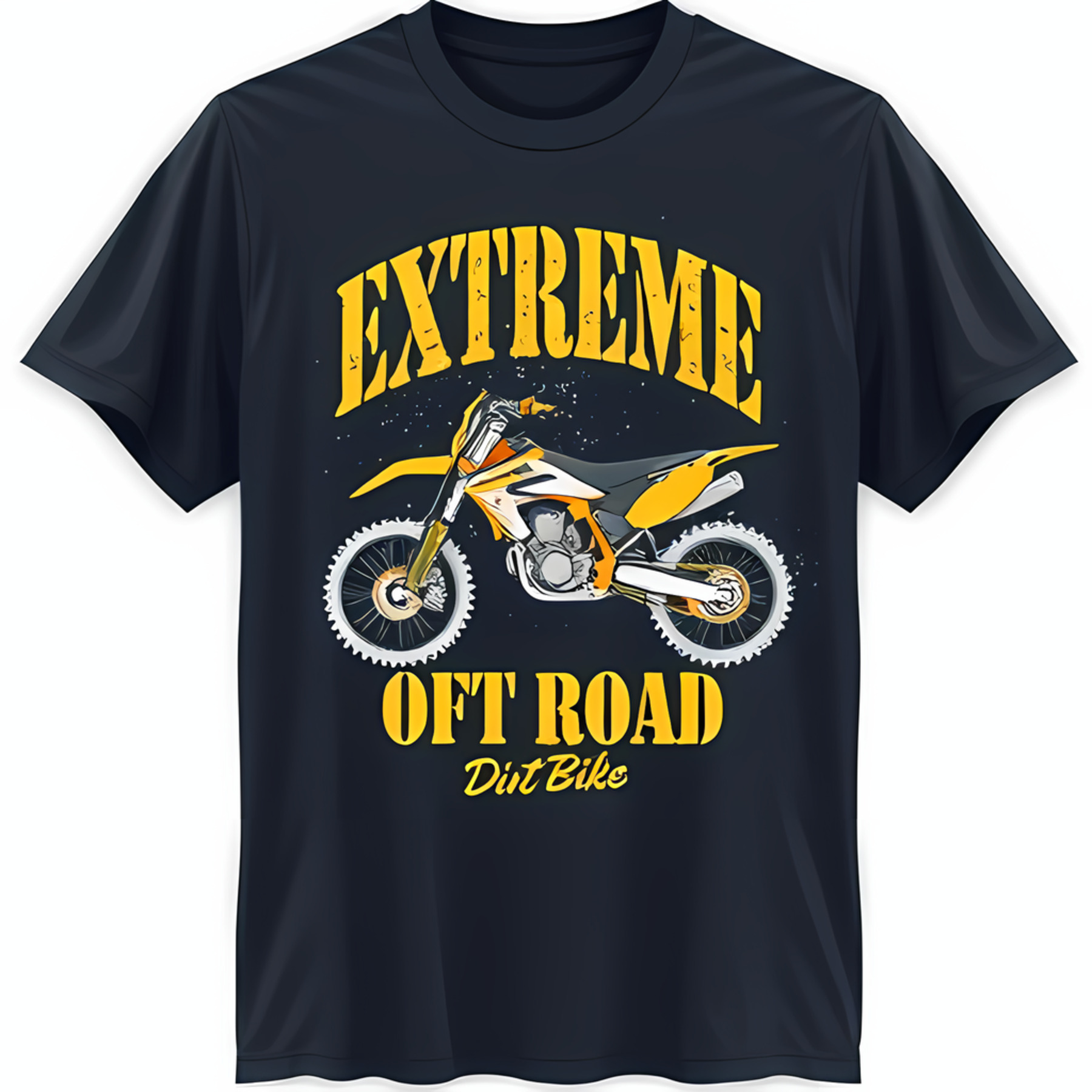 Extreme Off Road Dirt Bike Graphic TShirt Blue with Yellow & Black