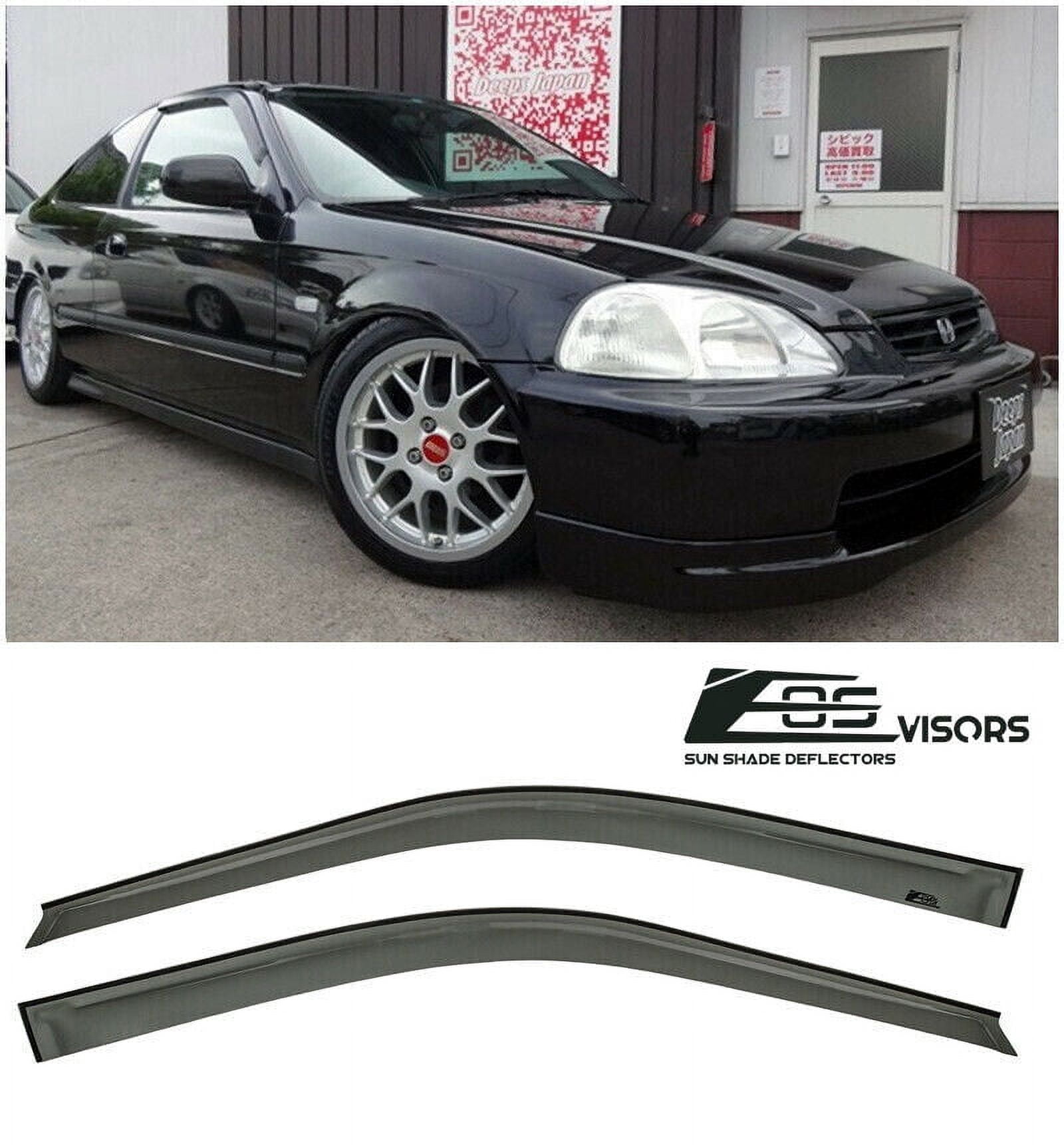 EOS JDM-Style Rain Visors For 1996-2000 Honda Civic Sedan – Smoke Tinted, 4-Piece Set