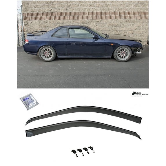 Extreme Online Store for 1997-2001 Honda Prelude 2Dr Coupe | EOS Visors JDM Clip-ON Style Smoke Tinted Side Window Visors Rain Guard Deflectors BB5 BB6 BB7 BB8 BB9 Type SH 